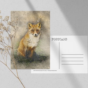 Grudge Fox Postcard, Cute Fox Postcard Print For Postcrossing, Forest Animal Penpal Postcard, Vintage Inspired Fox Postcard. PC-106