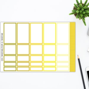 25 Yellow Happy Planner Classic Box Planner Sticker, Happy Planner Box Stickers, Full, Half, Third, Quarter Box Planner Sticker. B-148L