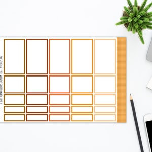 25 Orange Happy Planner Classic Box Planner Sticker, Happy Planner Box Stickers, Full, Half, Third, Quarter Box Planner Sticker. B-149L