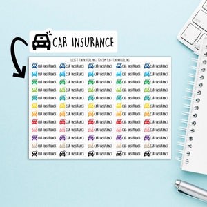 60 Autoverzekering Betaling Herinnering Planner Stickers, Happy Planner Bill Betaling Sticker, Bullet Journal Betalingsstickers, Bill Sticker. L-226