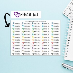 60 Erinnerungsaufkleber für medizinische Rechnung, Bullet Journal Zahlungsaufkleber, Happy Planner Planer Aufkleber. L-225