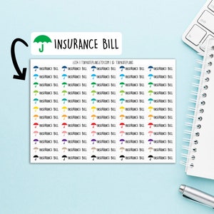 60 Verzekering Betaling Herinnering Planner Stickers, Happy Planner Bill Betalingsstickers, Bullet Journal Betalingsstickers, Bill Stickers. L-224