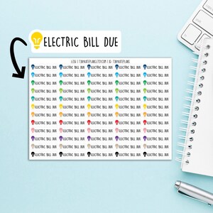 60 elektrische betalingsherinneringsplannerstickers, Happy Planner Bill-betalingsstickers, Bullet Journal-betalingsstickers, Bill-stickers. L-216