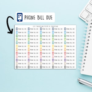 60 Telefon-Zahlungserinnerungs-Planeraufkleber, Happy Planner-Rechnungszahlungsaufkleber, Bullet Journal-Zahlungsaufkleber, Rechnungsaufkleber. L-217