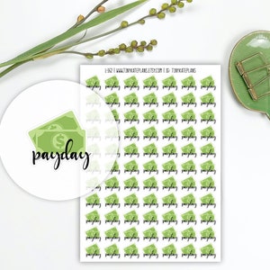 77 Payday Cash Tiny Planner Stickers, Dollar Cash Tiny Planner Stickers, Bullet Journal Dollar Stickers, Tiny Money Planner-stickers. L-162
