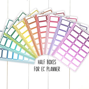 21 Half Box Rainbow Shades Planner Stickers, Erin Condren Life Planner Stickers, Half Box Planner Stickers. B-128.