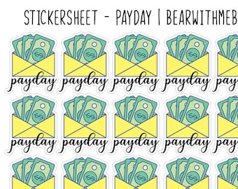 90 Payday Envelope Reminder, Tiny Payday Planner Stickers, Monthly Calendar Stickers, Bullet Journal Stickers, Money Planner sticker. L-167