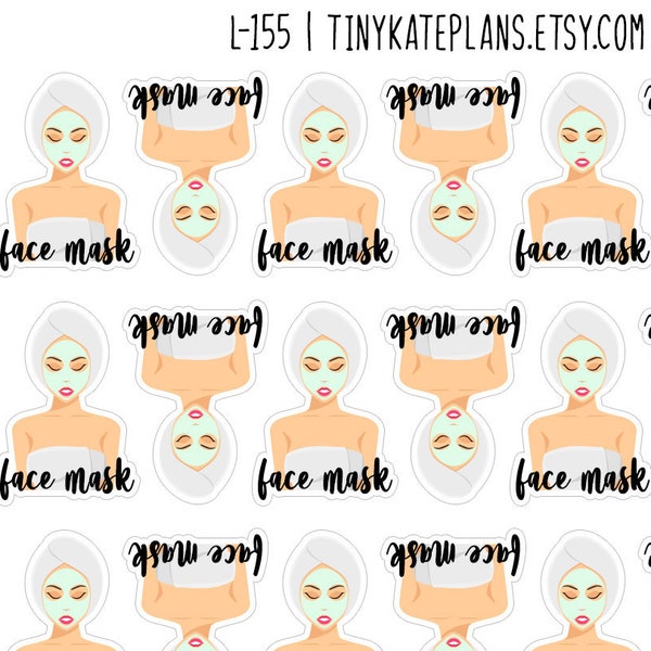 63 Face Mask Planner Stickers, Beauty Planner Stickers, Self Care Planner Stickers, Face Mask Bullet Journal Stickers. L-155