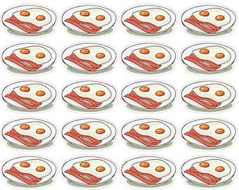 105 Eier und Speck-Planer-Aufkleber, kleine Planer-Aufkleber, Lebensmittel-Planer-Aufkleber, Frühstück-Planer-Aufkleber, Bujo-Aufkleber. D-116