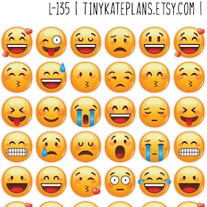 130 pegatinas diminutas del planificador de emojis, pegatinas coloridas del mini planificador del estado de ánimo, pegatinas ECLP, pegatinas del planificador de emociones. L-135.