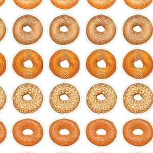 70 Bagel-Planeraufkleber, kleine Frühstücksplaneraufkleber, Brotplaneraufkleber, Lebensmittelplaneraufkleber. Bagel Bujo Aufkleber. D-121