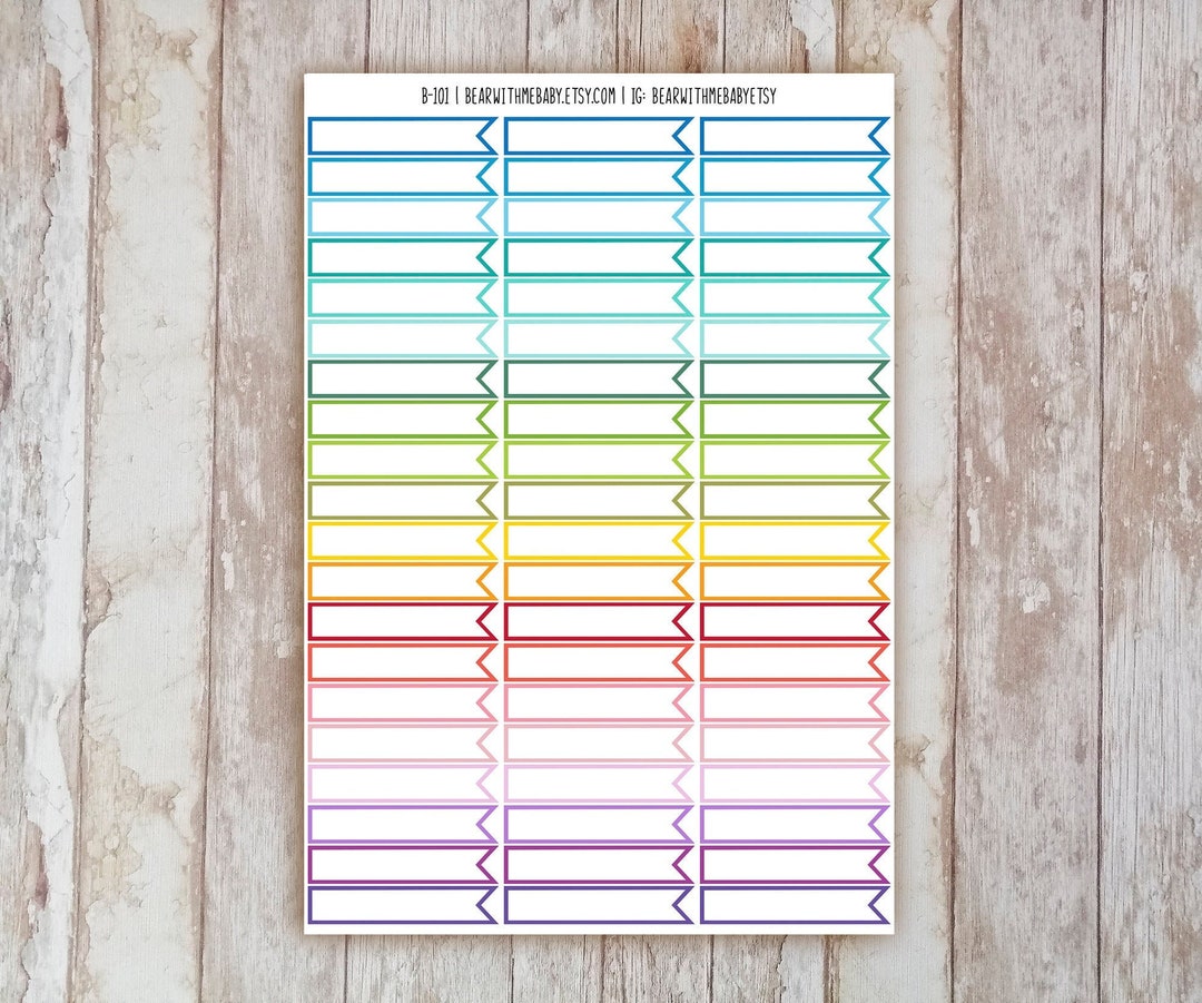 63 Skinny Box Label Flag Planner Stickers, Erin Corden Planner Stickers ...