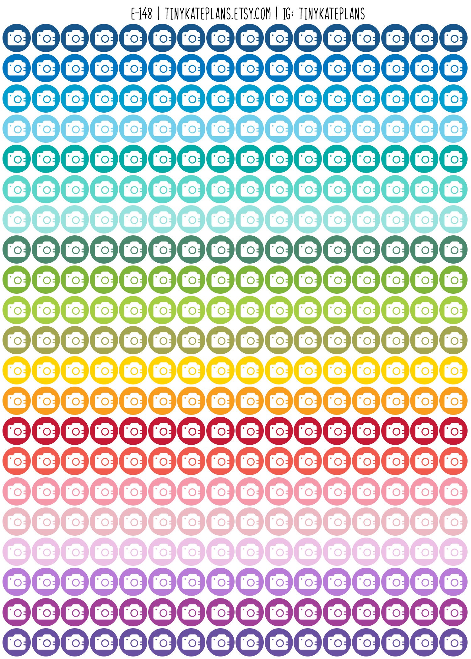 Tiny Camera Dot Planner Stickers Colorful Mini Dot Planner | Etsy