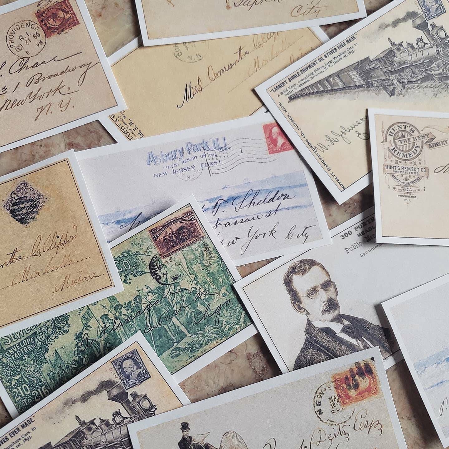 12 Vintage Inspired 3.5x2 Inch Postcard Stickers, Penpal Postcard Stickers, Envelope Art Stickers, Happy Mail Stickers, Snail Mail. VTC-109