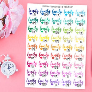 45 Family Time Planner Stickers, Tiny Script Planner Stickers, Cute Planner Stickers, Reminder Planner Stickers. L-168