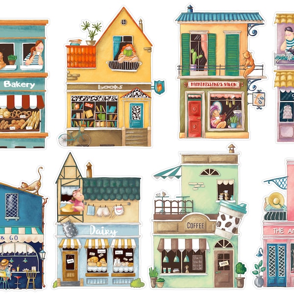 Stickers maison d'été, Stickers jolies maisons, Stickers été cosy, Stickers Bullet Journal boutique été. J-142