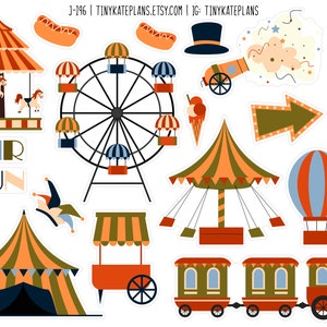 Stickers d'agenda de foire de carnaval, autocollants d'été mignons, autocollants d'urbanisme d'été, autocollants de Bullet Journal de boutique d'été. J-196