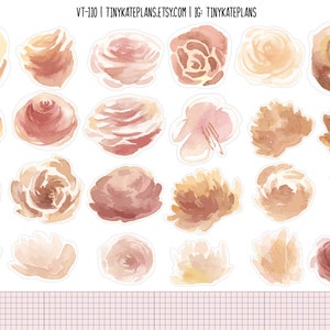 Vintage Watercolor Roses Stickers For Junk Journals, Vintage Scrapbook Stickers, Ephemera, Vintage Flower Stickers. VT-110