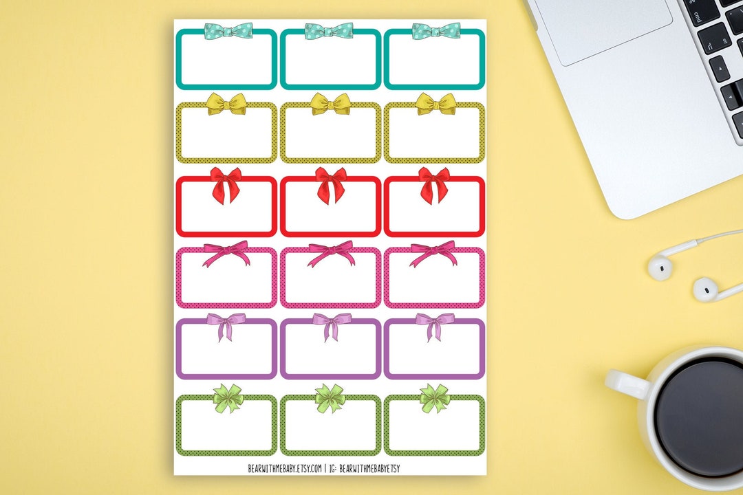 18 Half Box With Bow Stickers for Erin Condren VERTICAL Life Planner ...