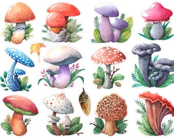 Stickers organisateur champignons mignons, lot d'autocollants automne confortables, autocollants champignons automne, autocollants Bullet Journal champignons. T-151