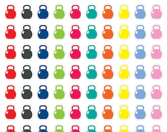 110 Fitness Exercise Workout Kettlebell Planner Stickers, Tiny Planner Stickers, Gym Planner Stickers, BErin Corden Planner Stickers. F-106