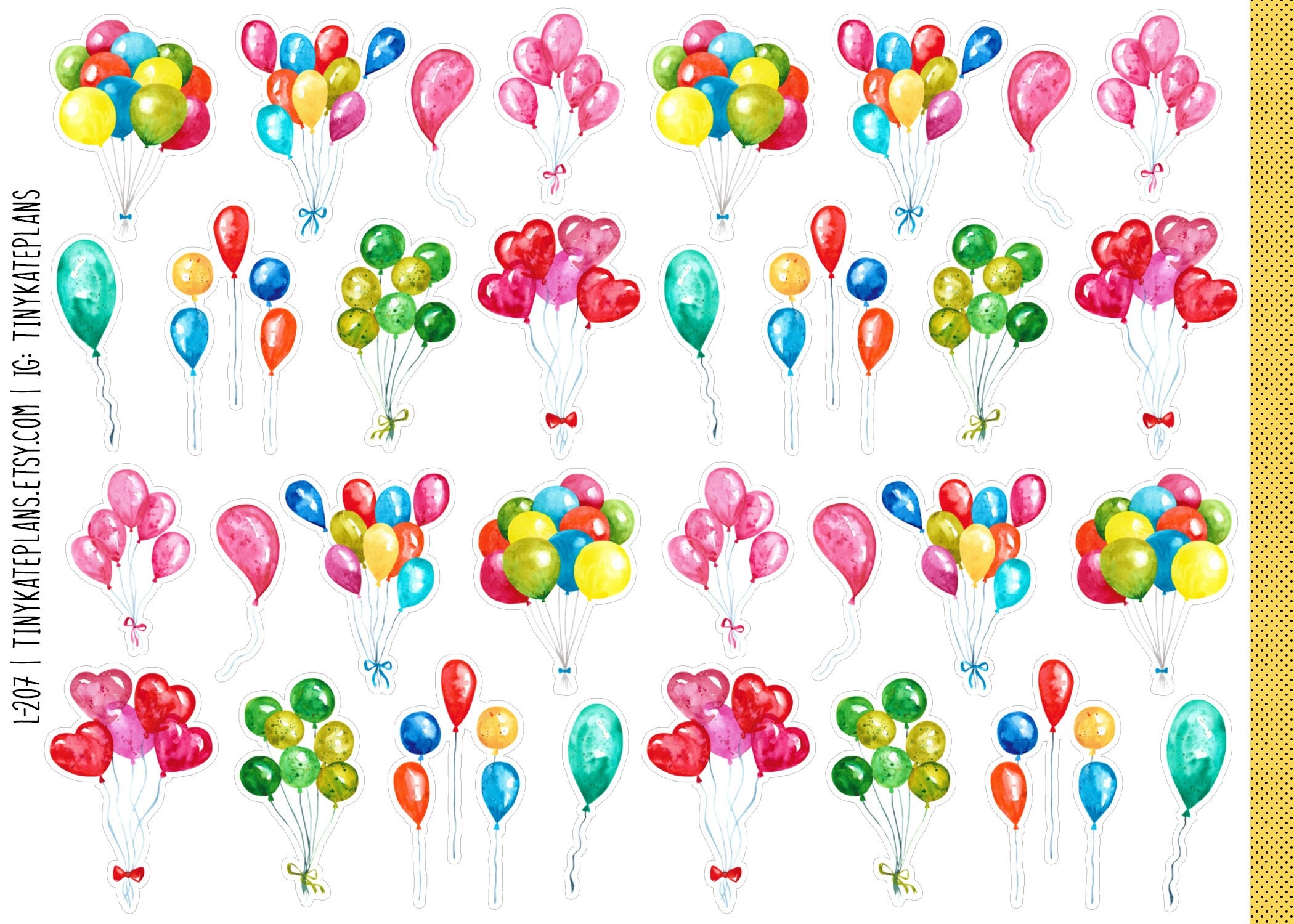 Colorful Balloon Planner Stickers, Tiny Birthday Planner Stickers ...