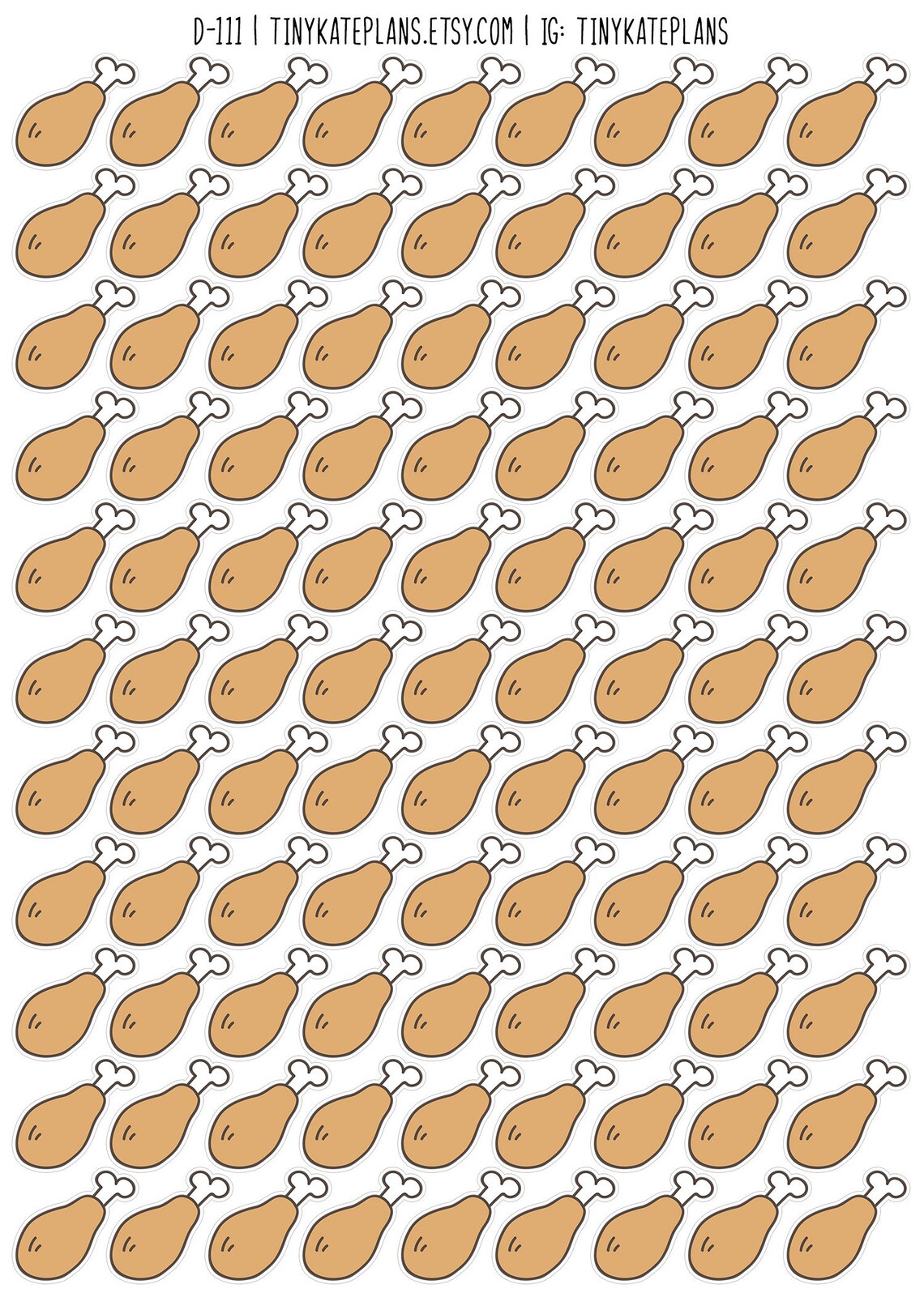99 Tiny Chicken or Turkey Leg Planner Stickers, Meal Planning Stickers ...