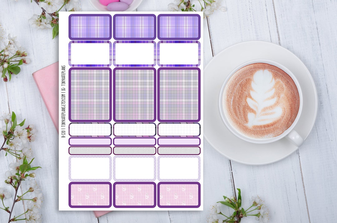 24 Purple Box Mix Stickers for Erin Condren Life Planner, Half Box ...
