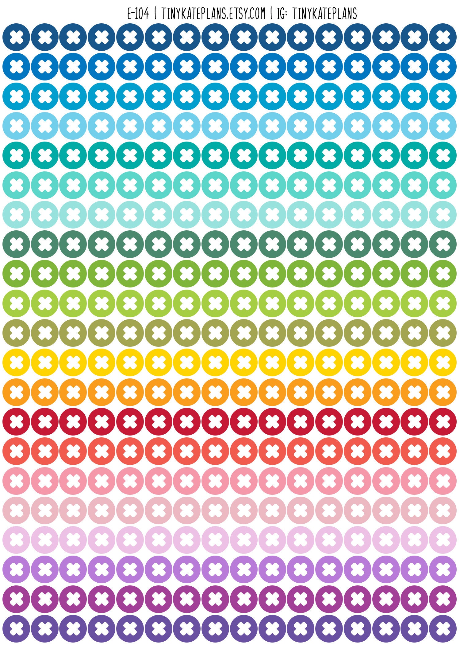 Tiny Crossed Out Dot Planner Stickers, Colorful Mini Dot Planner ...