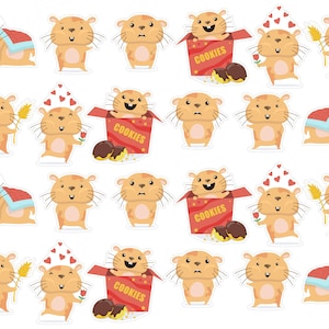 Funny Hamster Planner Stickers, Hamster Lover Planner Stickers, Pet Stickers, Animal Bullet Journal Stickers, Funny Pet Stickers. A-146.