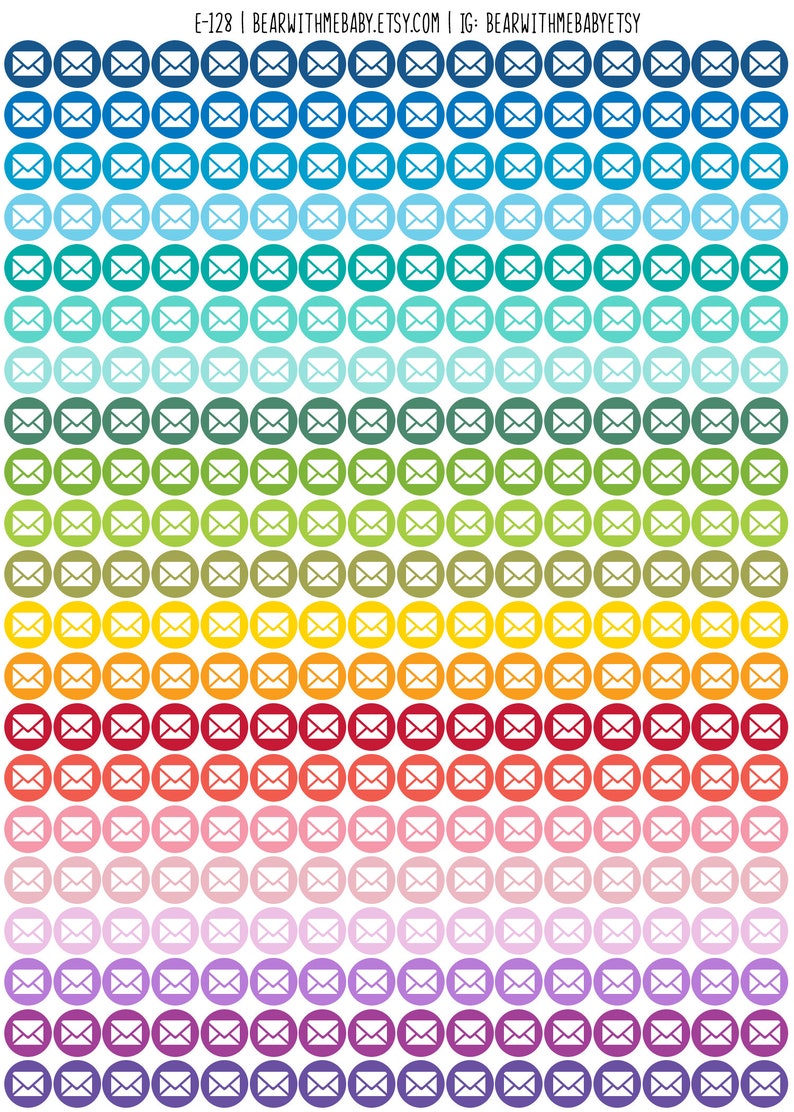 Tiny Envelope Mail Dot Planner Stickers, Colorful Mini Dot Icon Planner ...