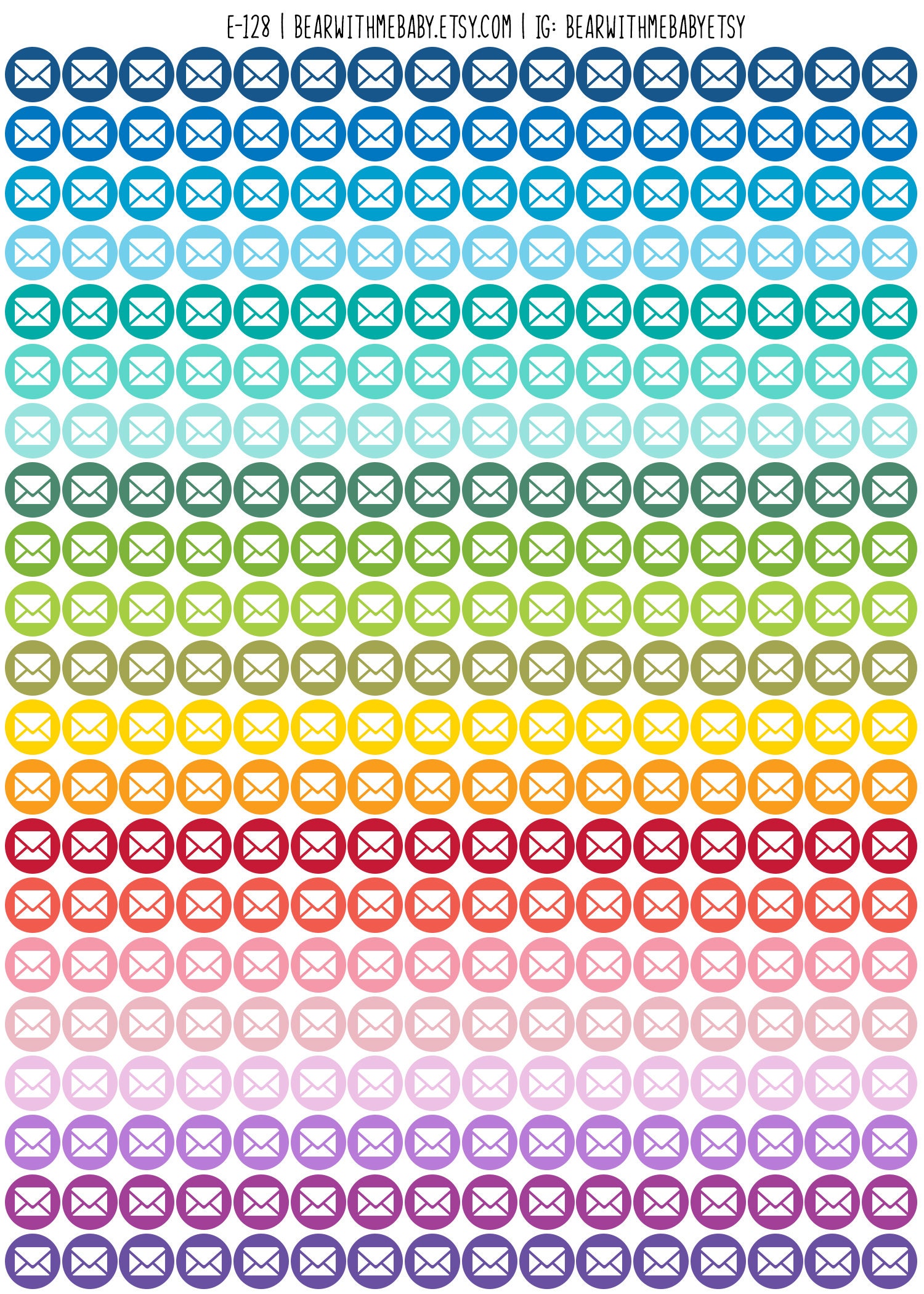Tiny Envelope Mail Dot Planner Stickers, Colorful Mini Dot Icon Planner ...