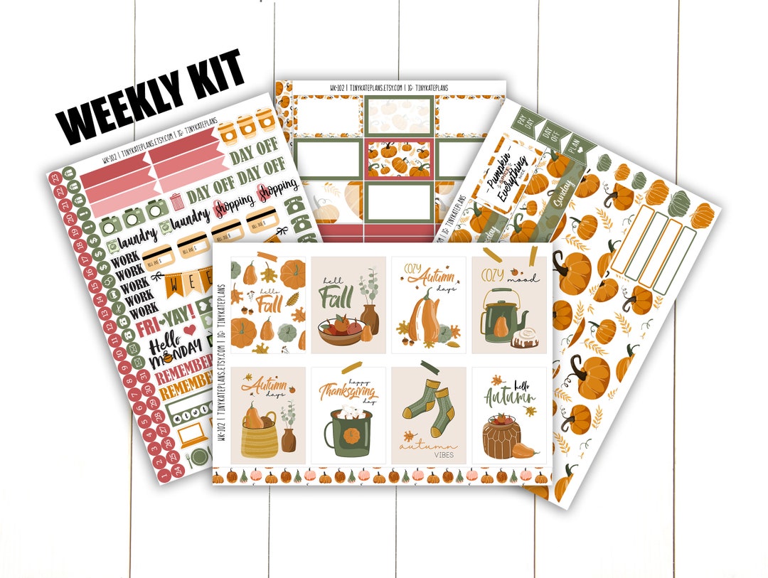Fall Pumpkins Cozy Fall Weekly Planner Sticker Kit for Erin Condren ...