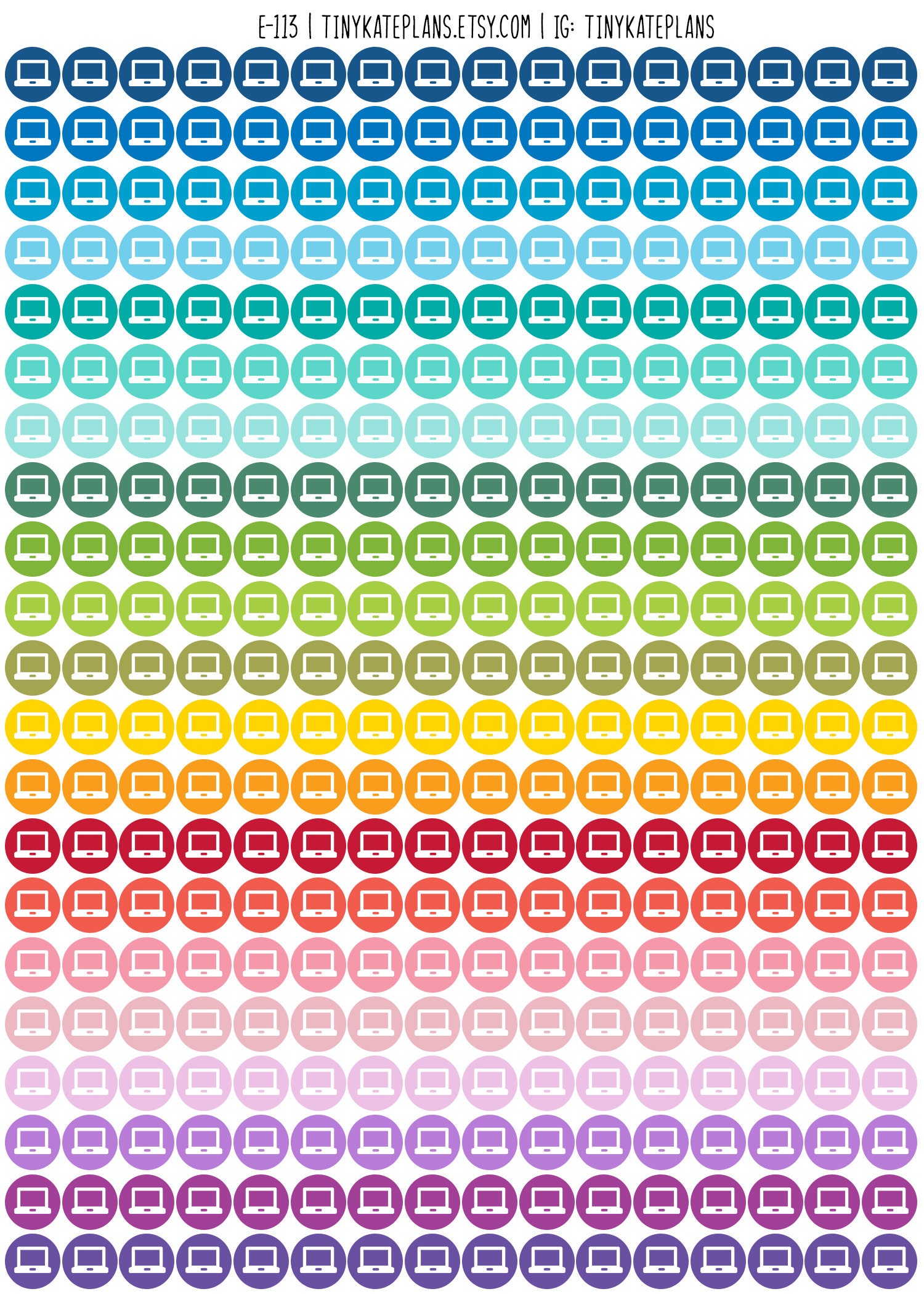 Tiny Laptop Dot Planner Stickers, Colorful Mini Dot Planner Stickers ...