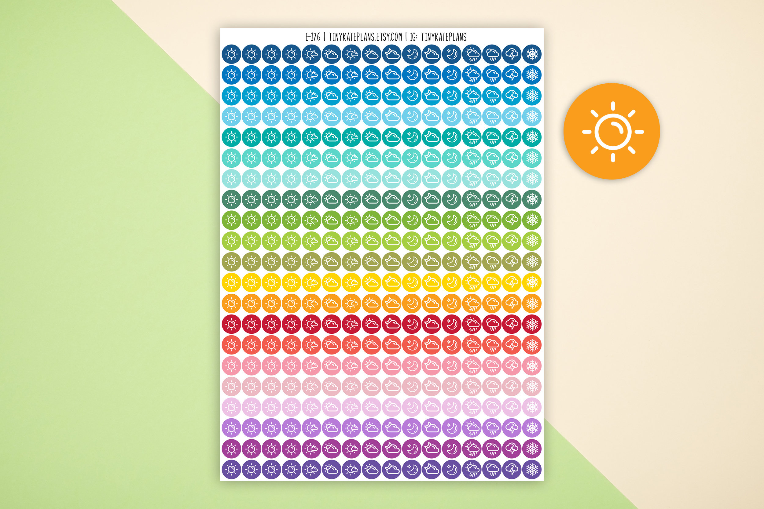 Tiny Weather Dot Planner Stickers, Colorful Mini Dot Planner Stickers ...