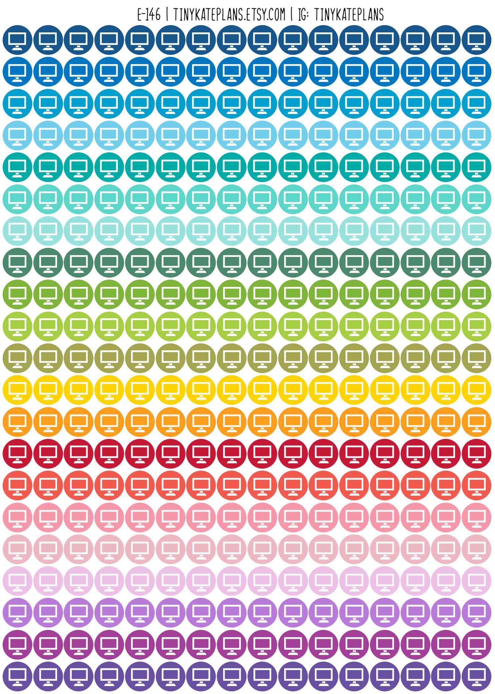 Tiny Computer Dot Planner Stickers, Colorful Mini Dot Planner Stickers ...
