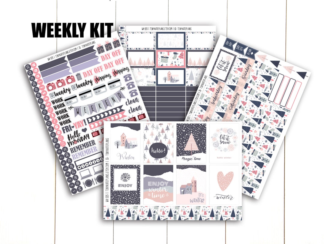 Cozy Winter Weekly Planner Sticker Kit for Erin Condren Life Planner ...