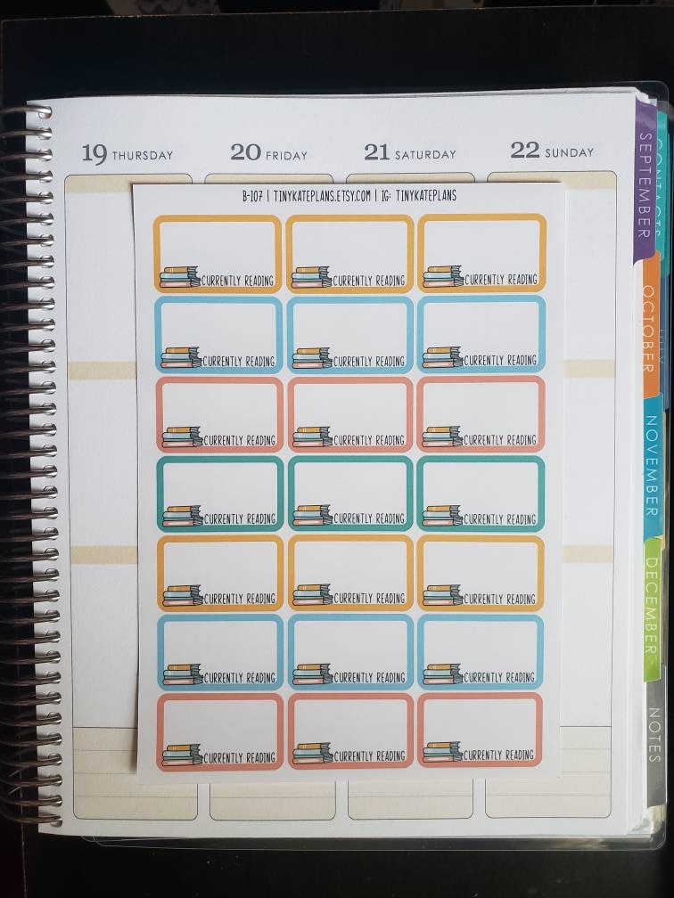 21 Half Box Currently Reading Stickers for Erin Condren VERTICAL Life ...
