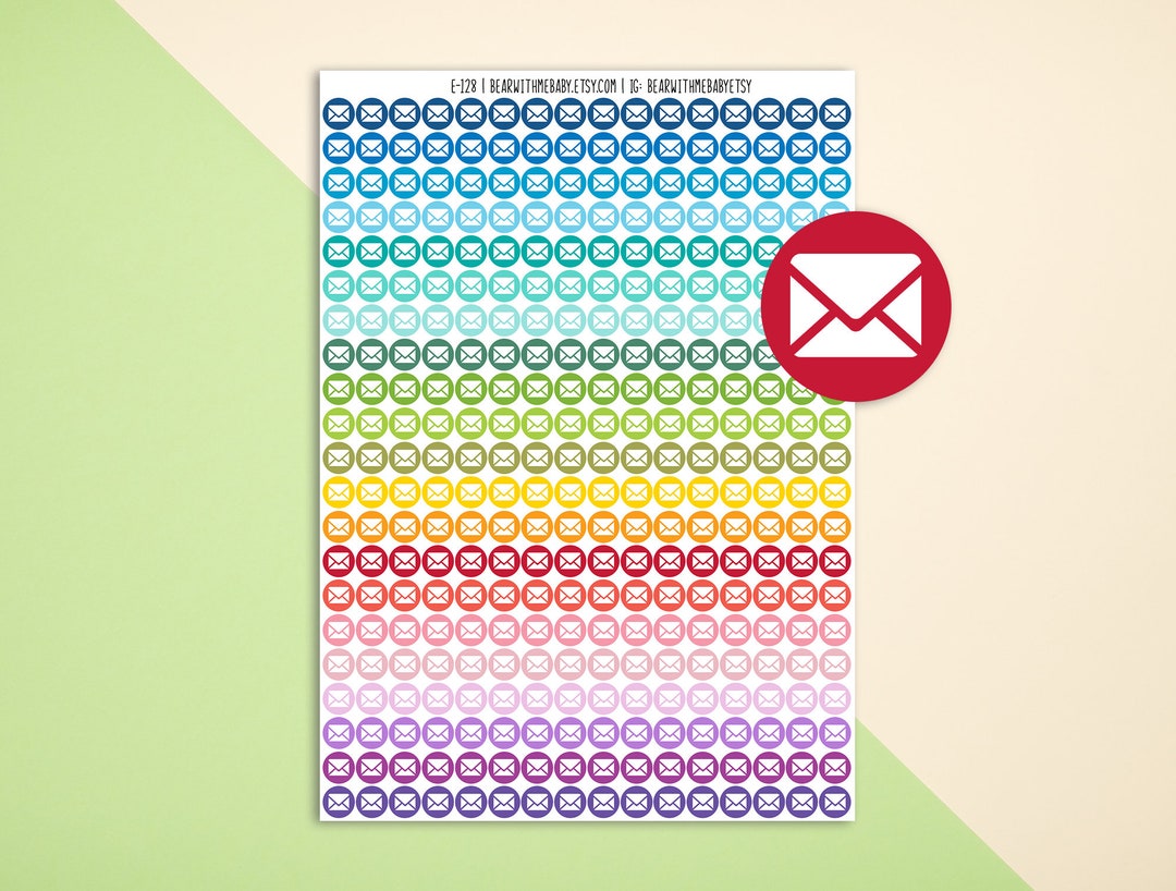 Tiny Envelope Mail Dot Planner Stickers, Colorful Mini Dot Icon Planner ...