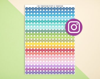 Tiny Instagram Dot Planner Stickers, Colorful Mini Dot Icon Planner Stickers, ECLP Dot Stickers, Social Media Planner Stickers. E-108.