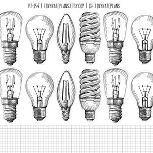 autocollants vintage ampoule, éphémères pour journal indésirable, autocollants d'inspiration vintage, lumières de scrapbooking, fabrication de cartes, autocollants pour correspondant. VT-154