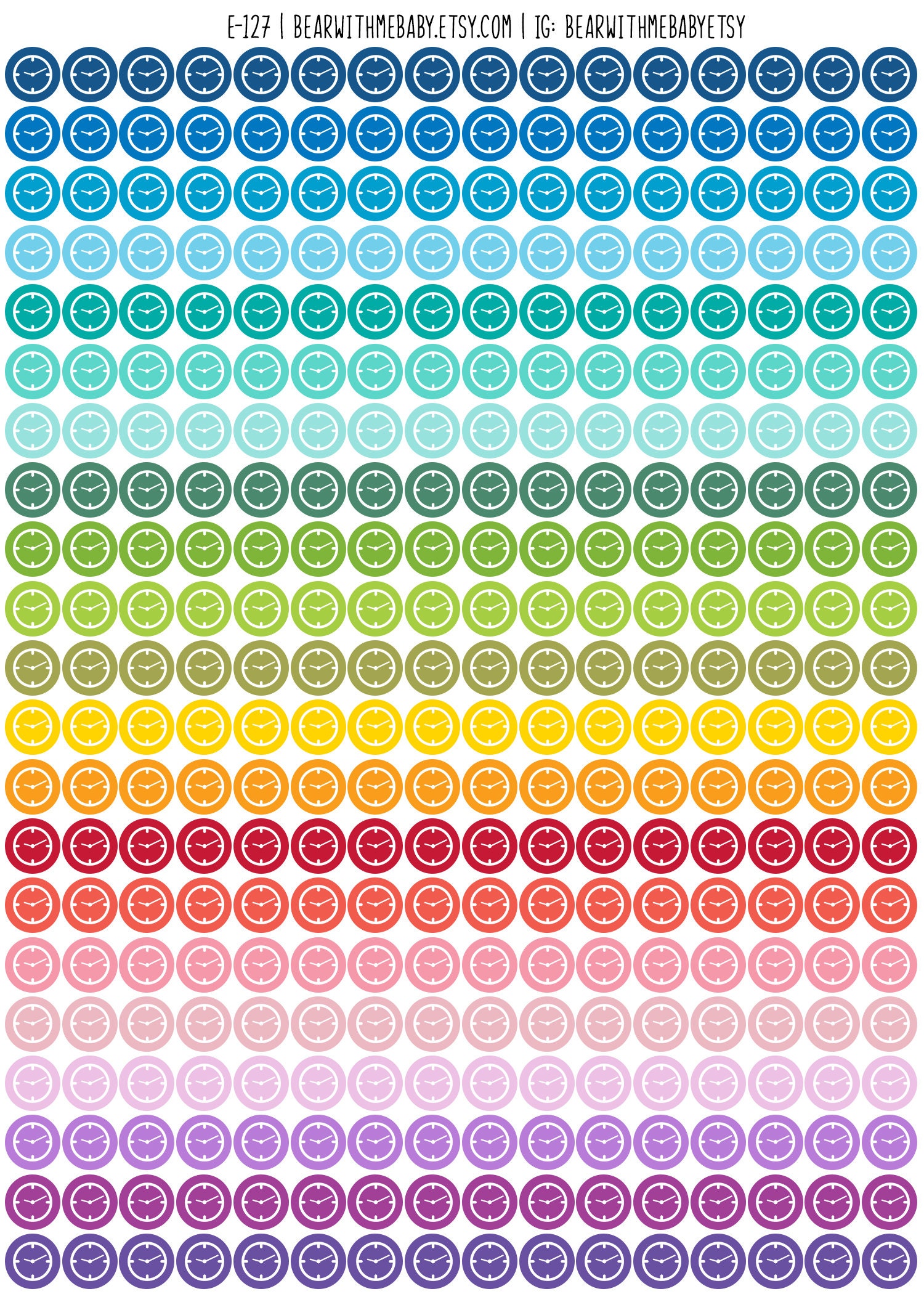 Tiny Clock Dot Planner Stickers, Colorful Mini Dot Icon Planner ...