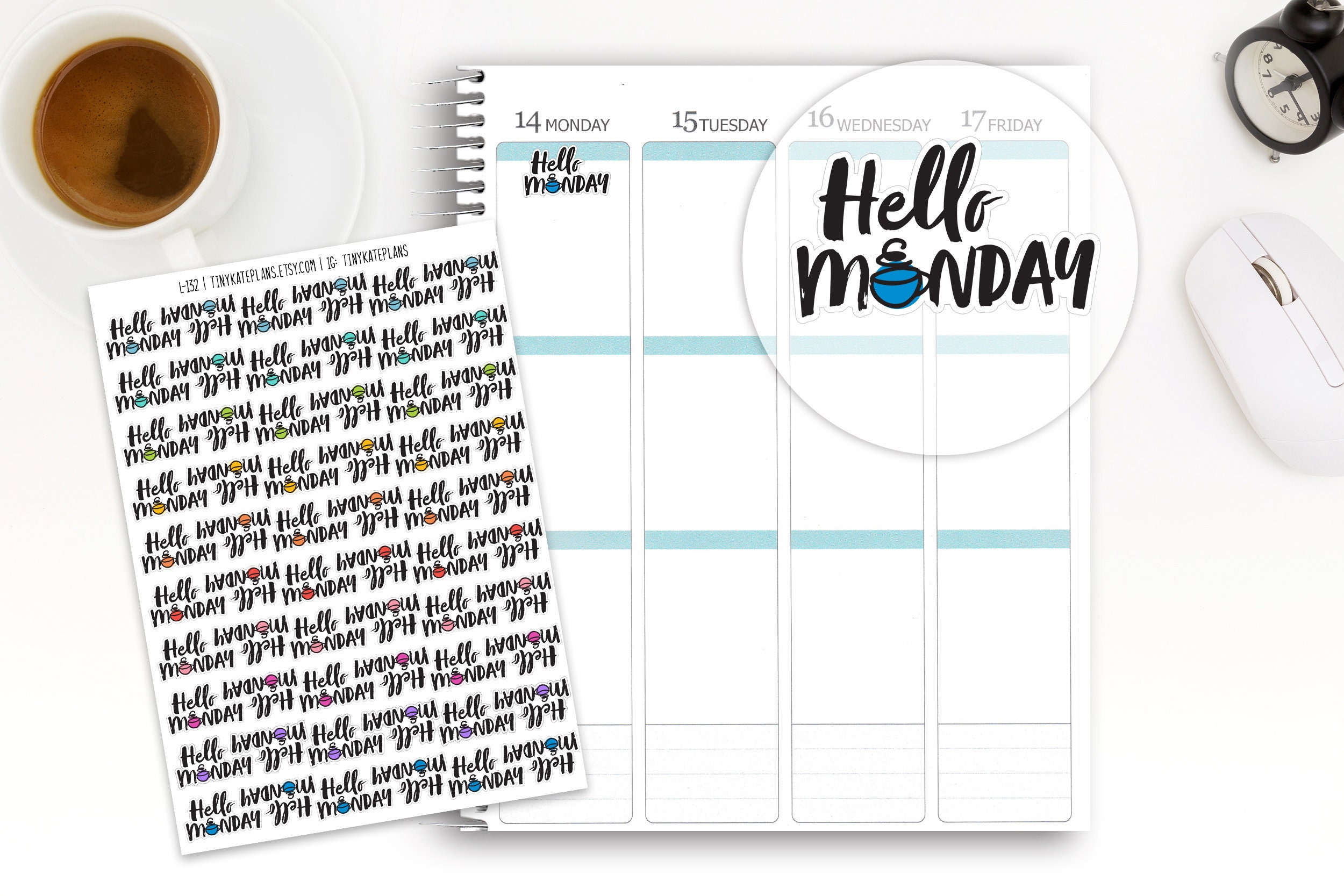 Monday Sticker Line 60 Hello Monday Planner Stickers, Erin Condren Life Planner Stickers ...