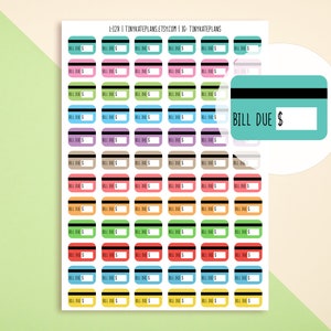 72 autocollants mignons pour rappel de facture de carte de crédit, petits autocollants pour agenda de carte de crédit, autocollants pour calendrier mensuel, autocollants pour budgétisation. L-128