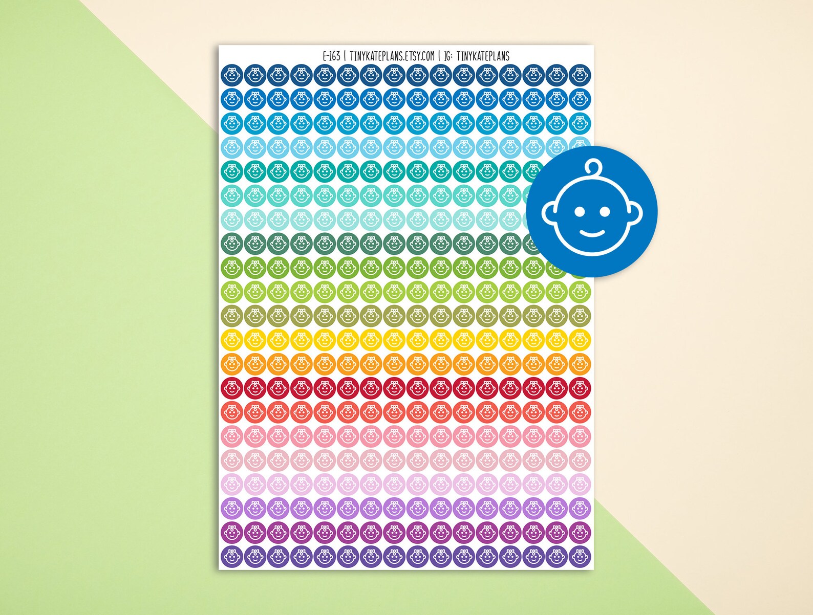 Tiny Baby Boy Dot Planner Stickers, Colorful Mini Dot Planner Stickers ...