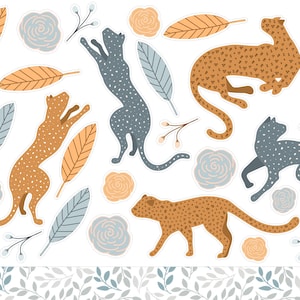 Silver & Gold Panther Planner Stickers, Fall Animal Planner Stickers, Panther Bullet Journal Stickers, Bujo Animal Stickers. A-144