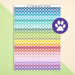 Tiny Cat Paw Print Dot Planner Stickers, Colorful Mini Dot Planner Stickers, ECLP Stickers, Cat Planner Stickers. E-154.