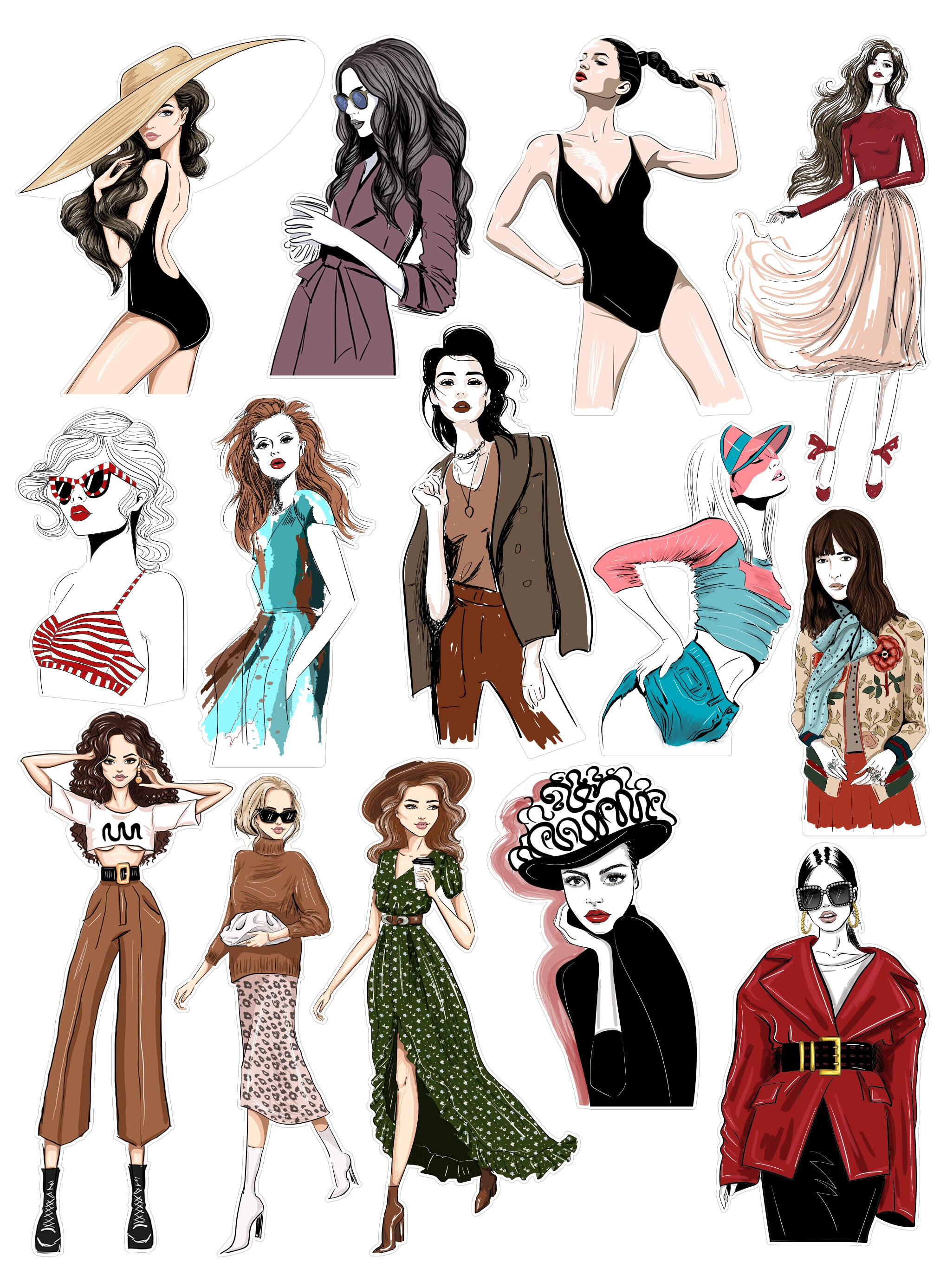 Vintage Inspired Lady Stickers for Junk Journals, Vintage Girls ...