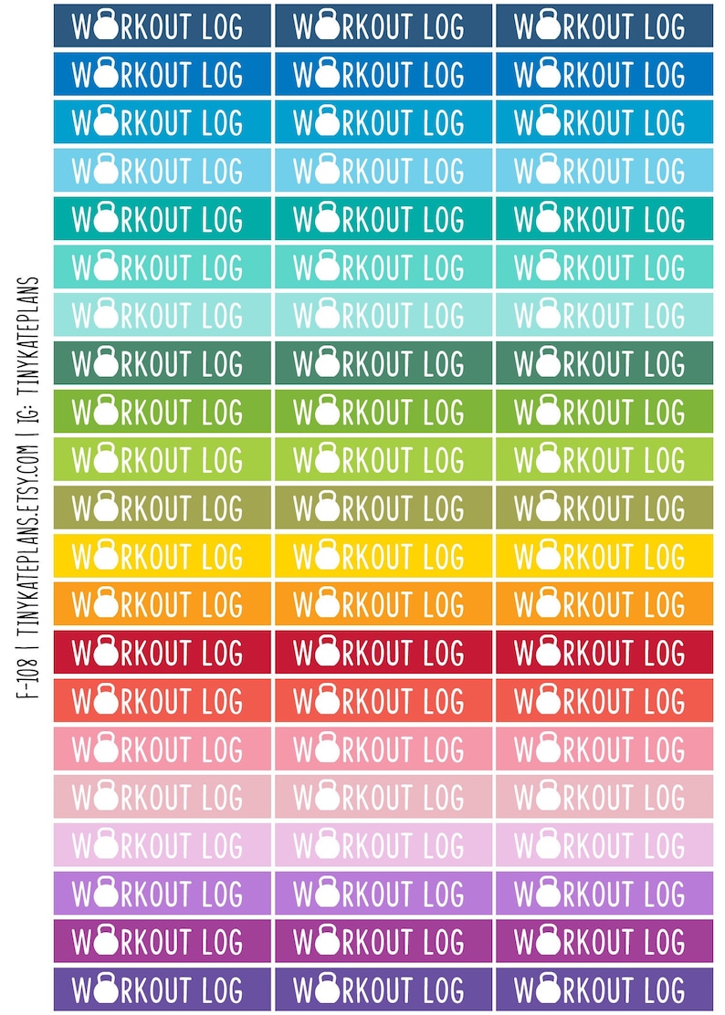 63 Workout Log Skinny Header Planner Stickers, Stickers for Erin ...