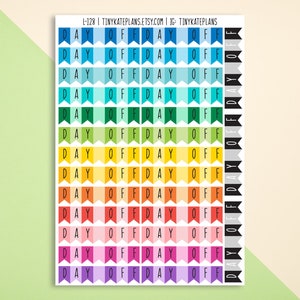 Day Off Flag Planner Stickers, Erin Condren Life Planner Stickers, Planner Stickers, Bujo Flag Stickers. E-126.
